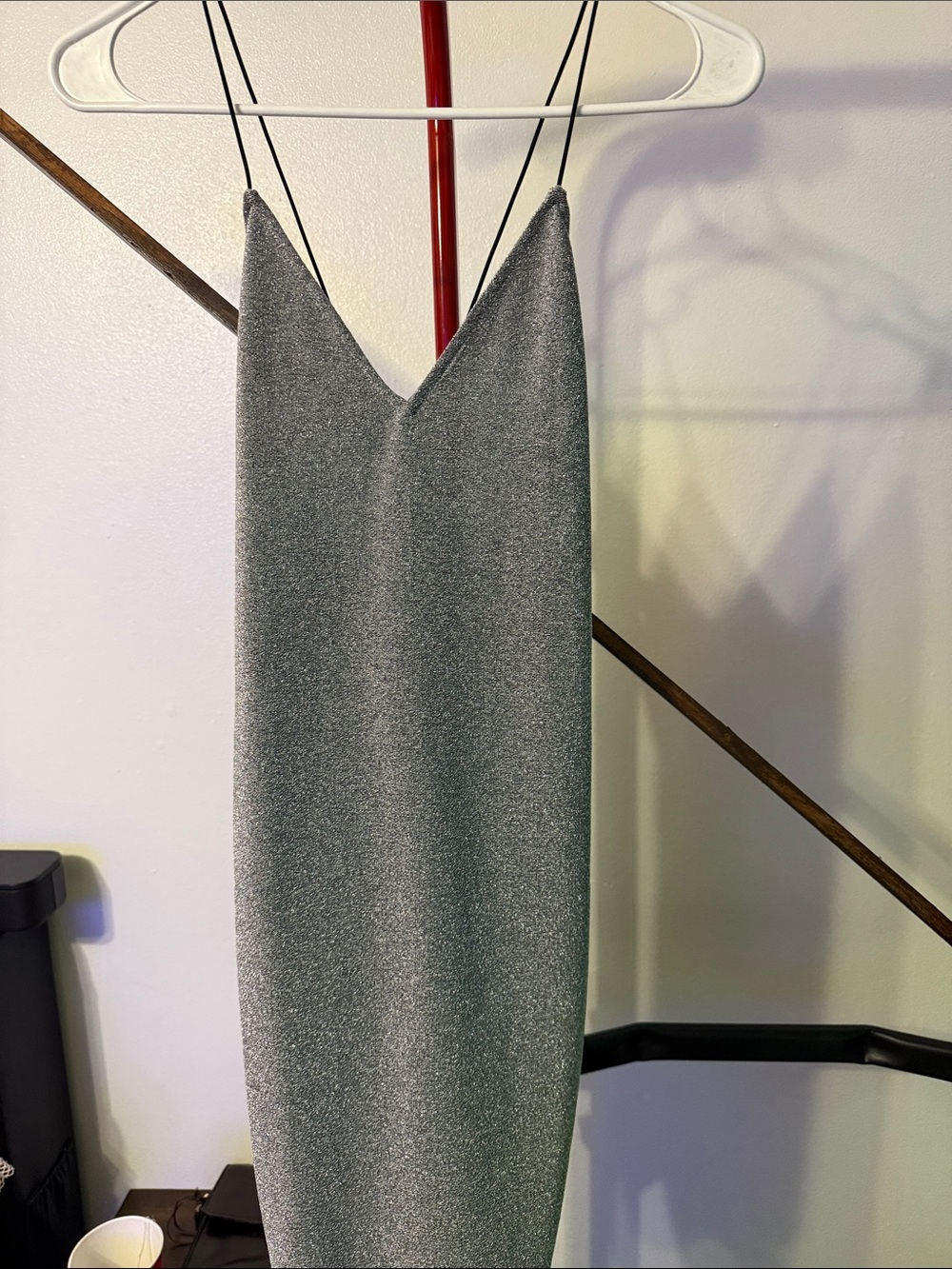 Metallic Silver Strapless Slip Dress